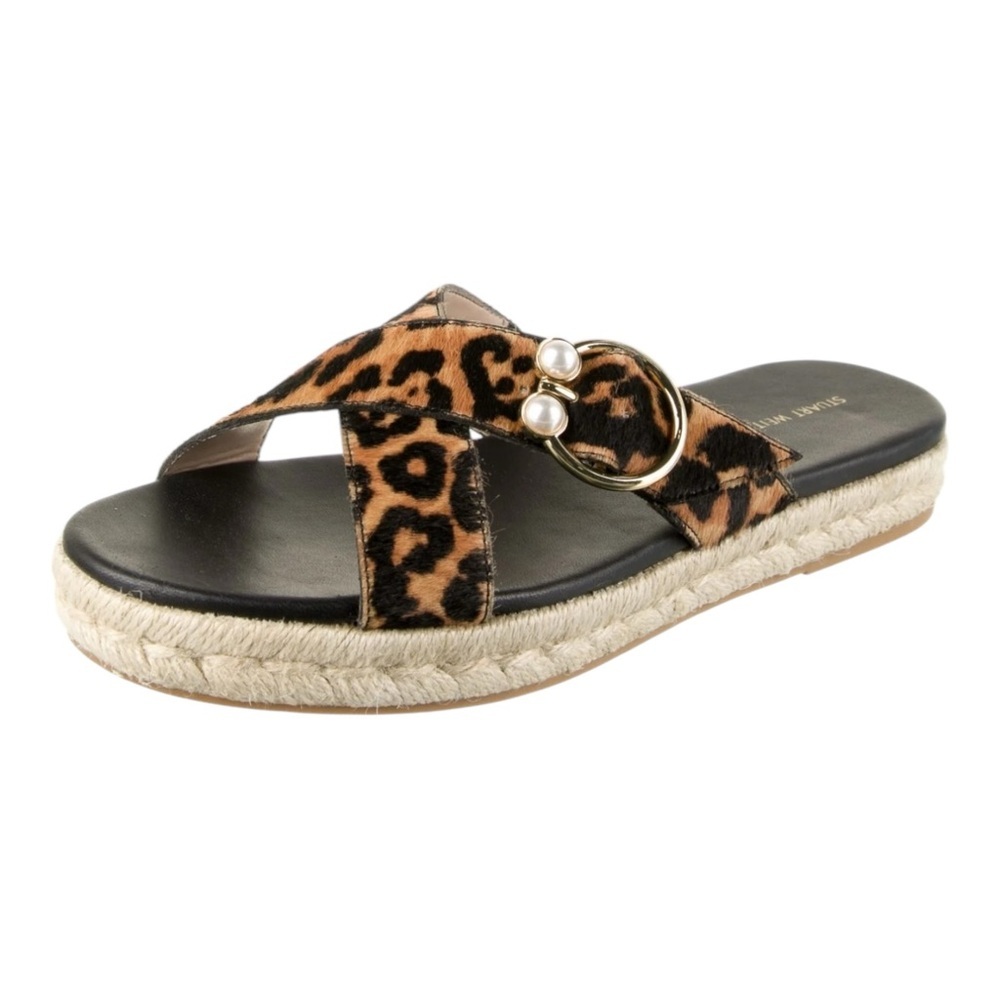 Stuart Weitzman Women’s Ponyhair Animal Print Espadrilles Flat Women's Size: 8.5 - Picture 2 of 10